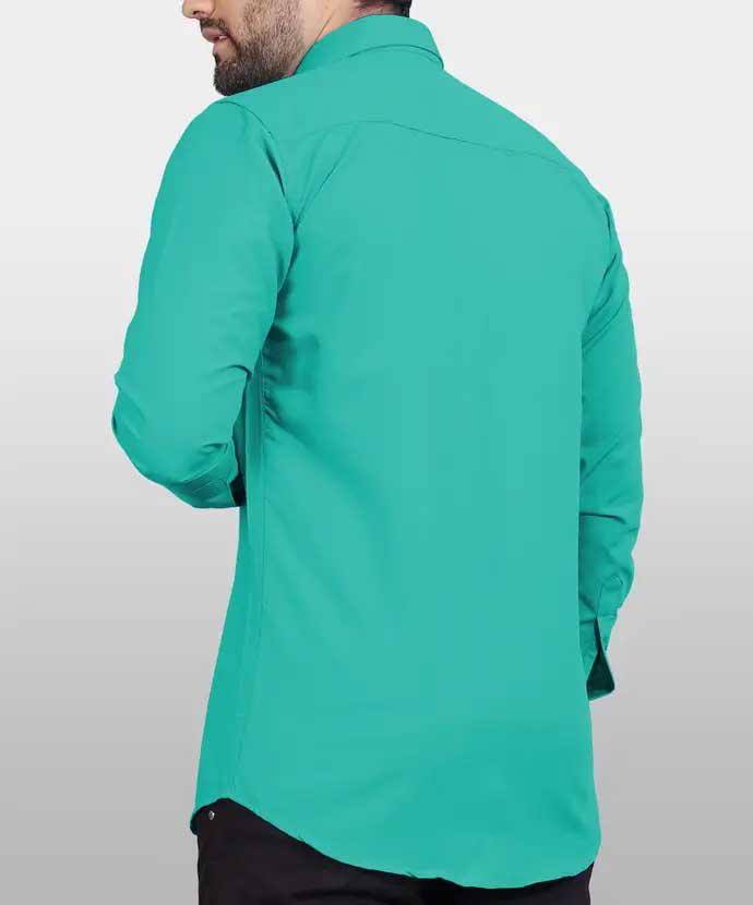 VeBNoR Men Solid Formal Sea Blue Shirt