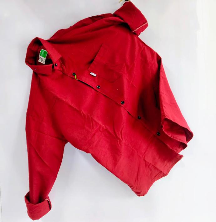 RV Paris Mens Plain Red Cotton Shirt  Full Sleeves