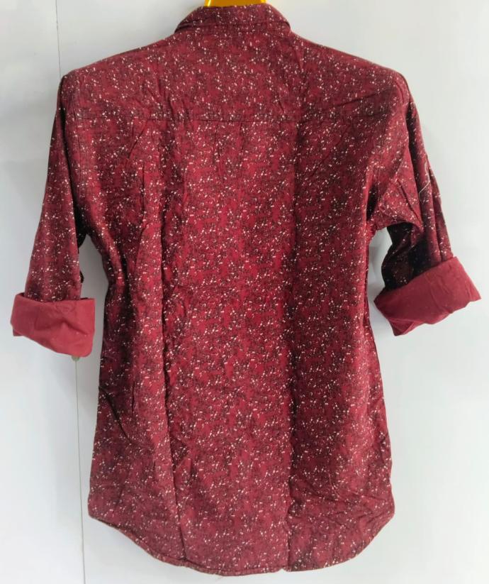 Fighter Burgundy printed Shirt with Subtle White Pattern  Slim Fit