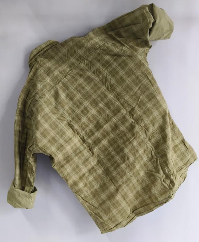 Fighter Mens Light Olive Green Checked Shirt  Full Sleeves