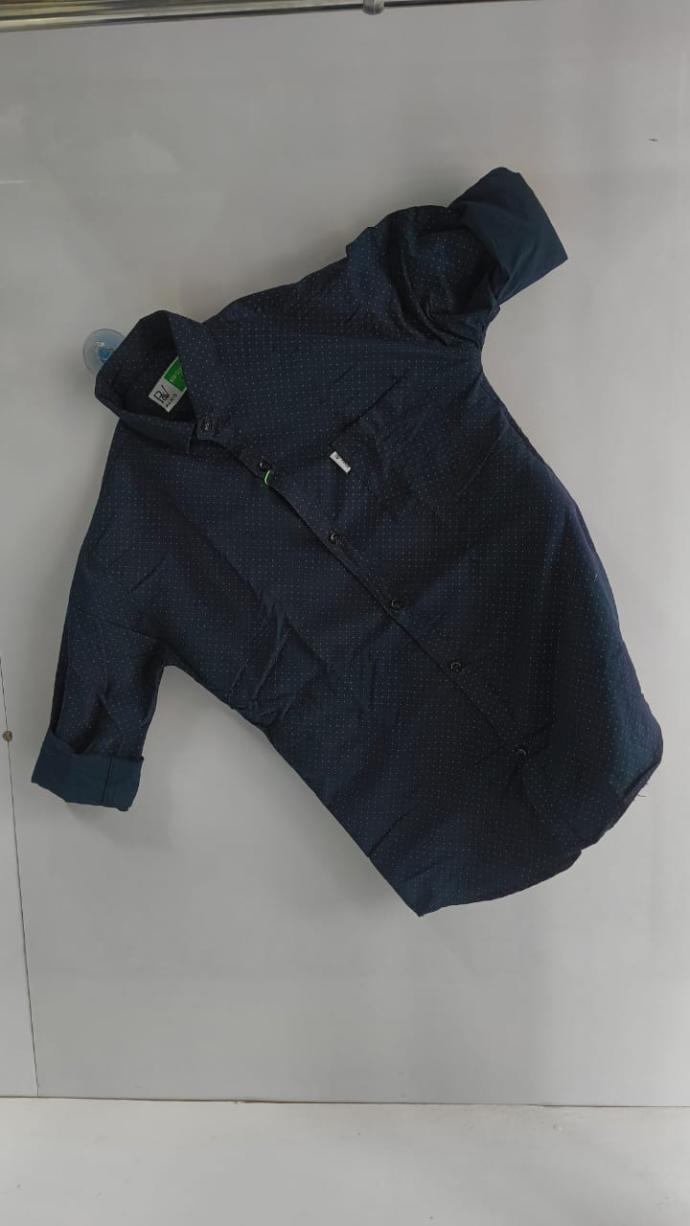 RV Paris Mens Blue Shirt with White Dots  Full Sleeves