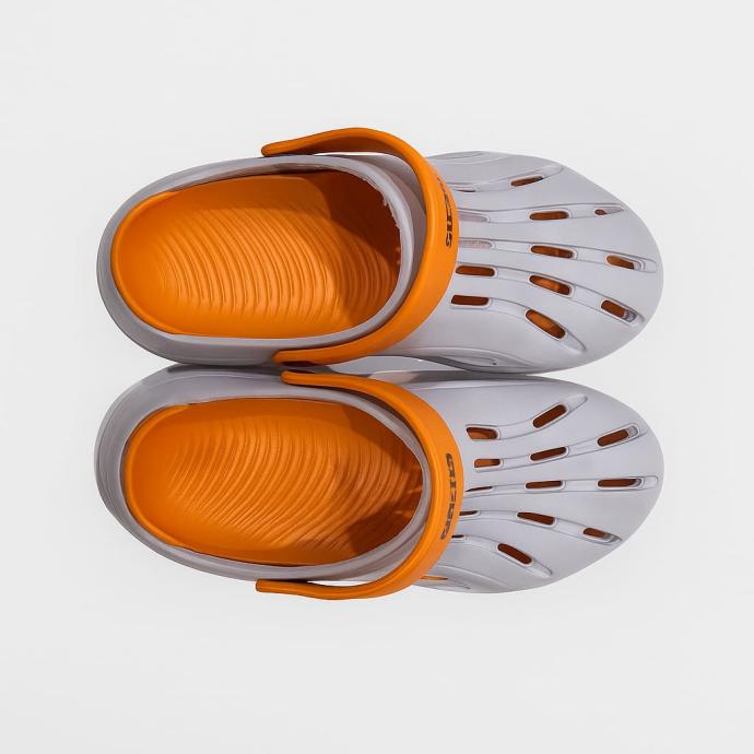 Men Orange  Grey Colour Stylish  Comfortable Rubber Sandal  Strapon G