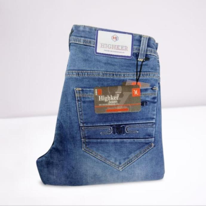 Highker Mens Essential Blue Cotton Blend Jeans  Comfort Style  J