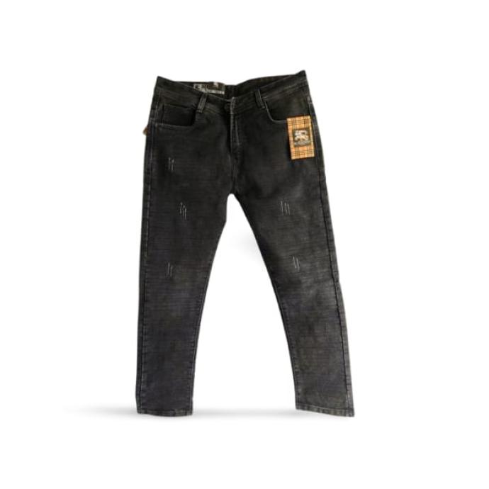 Burberry Mens Premium Black Jeans with Trendy Scratch Detailing J