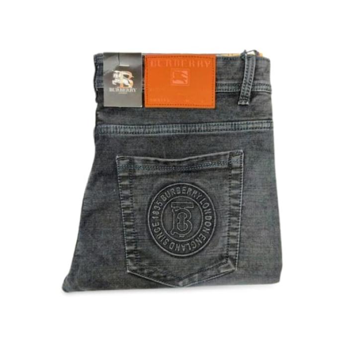 Burberry Mens Premium Black Jeans with Trendy Scratch Detailing J