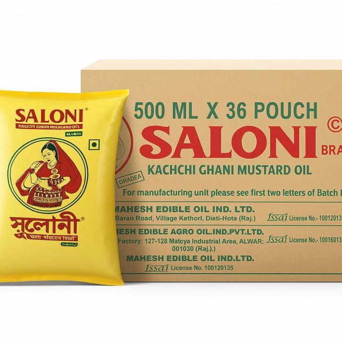 SALONI MUSTARD OIL 500 ML POUCH OF 36 PIECES