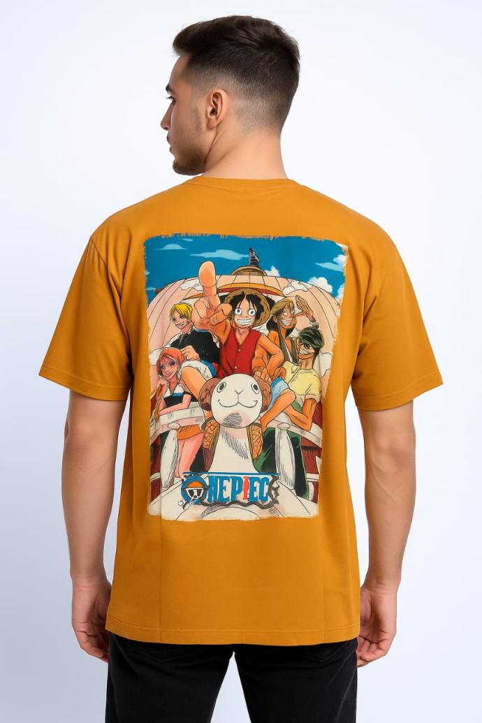 Mens Light Orange Trendy  Stylish Printed Oversized TShirt  Skyla J