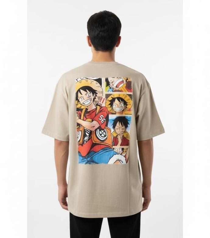 Mens Beige Trendy Printed Oversized TShirt  18 J