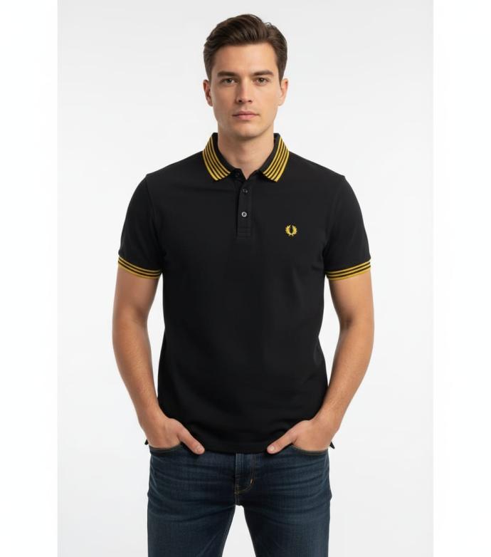 Fred Perry Mens Black Slim Fit TShirt Trendy Everyday Wear