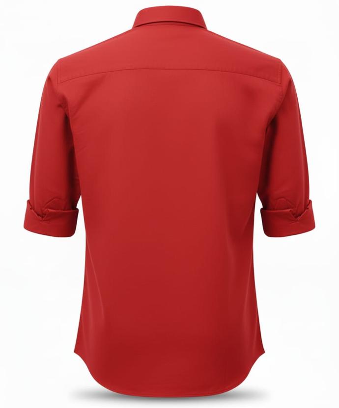 RV Paris Mens Plain Red Cotton Shirt  Full Sleeves