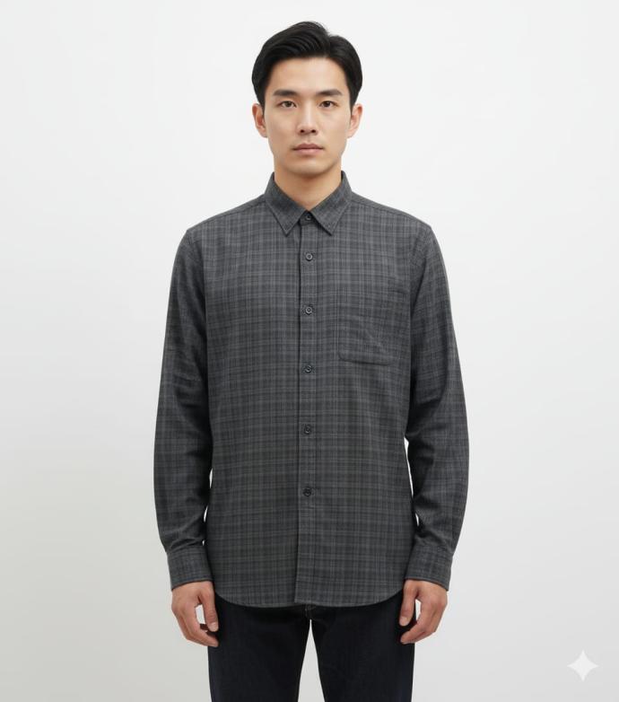 Fighter Mens Black  Grey Check Pattern Shirt  Full Sleeves