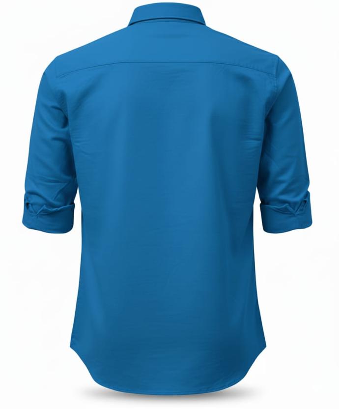RV Paris Mens Plain Blue Cotton Shirt Full Sleeves J