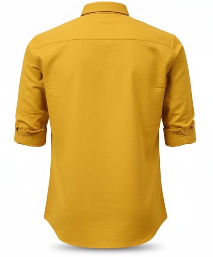 RV Paris Mens Plain Yellow Cotton Shirt Full Sleeves J