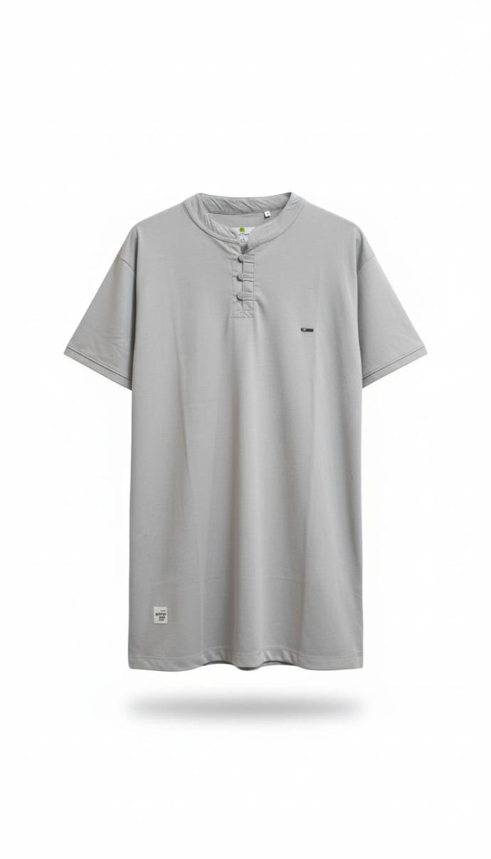 Qatan Mens light Gray  Slim Fit Crew Neck Tee  Stylish Casual Look