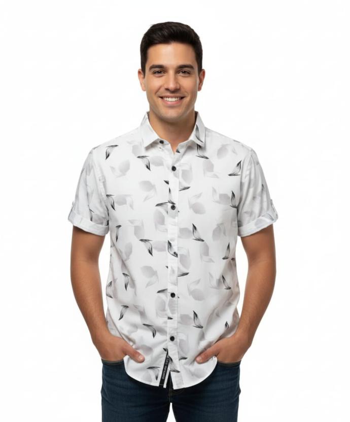 Happy fasion Men White Colour Trendy  Stylish Printed Shirt J