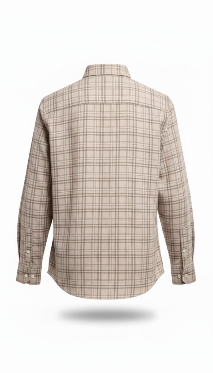RV Paris Mens Beige Regular Fit Check Shirt  Stylish Office  Weekend WearF