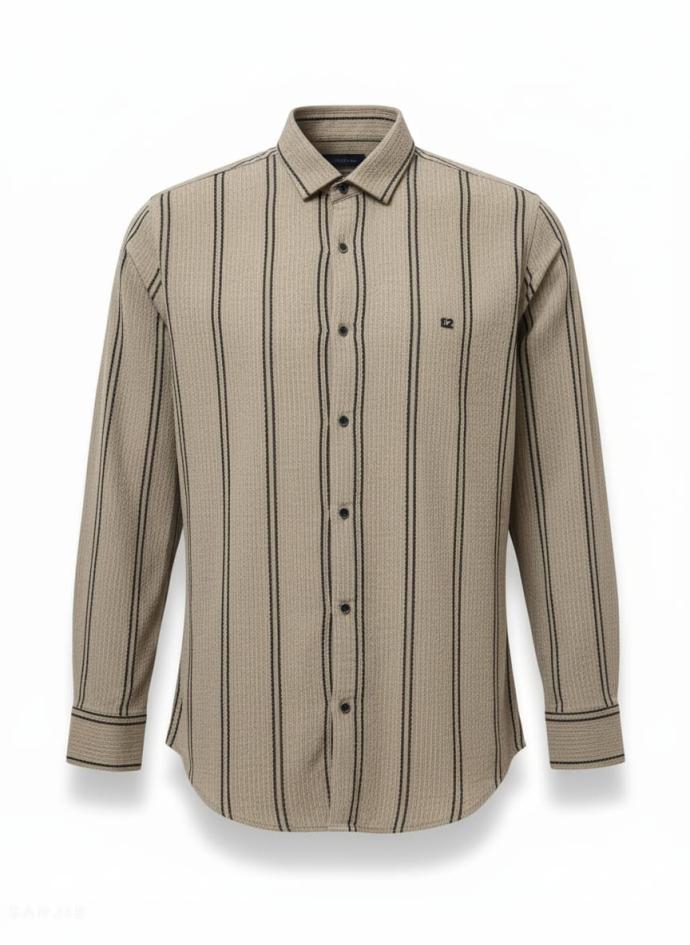 Fighter Mens Beige Slim Fit Casual Shirt  Stylish Everyday Wear