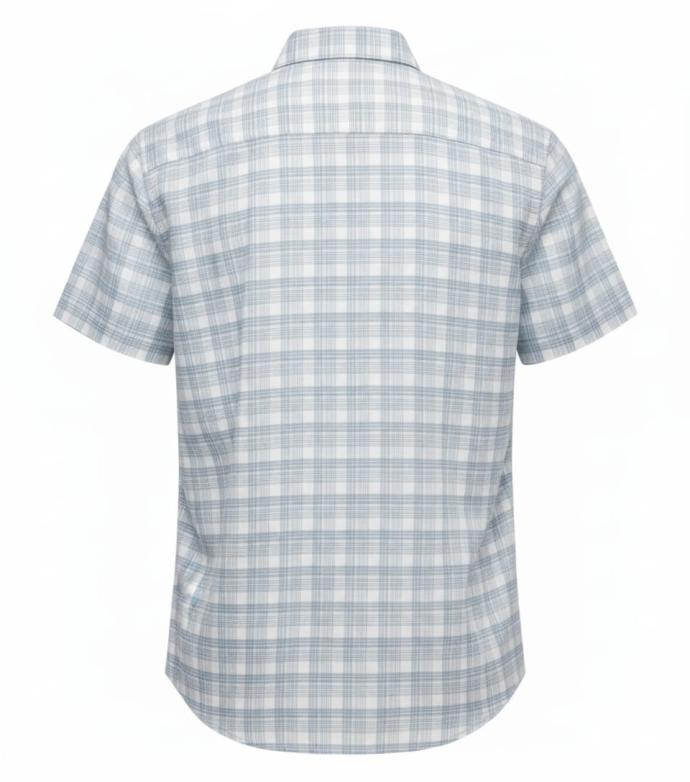 Arfoz Mens Light Blue White Checked Half Sleeve Casual Shirt