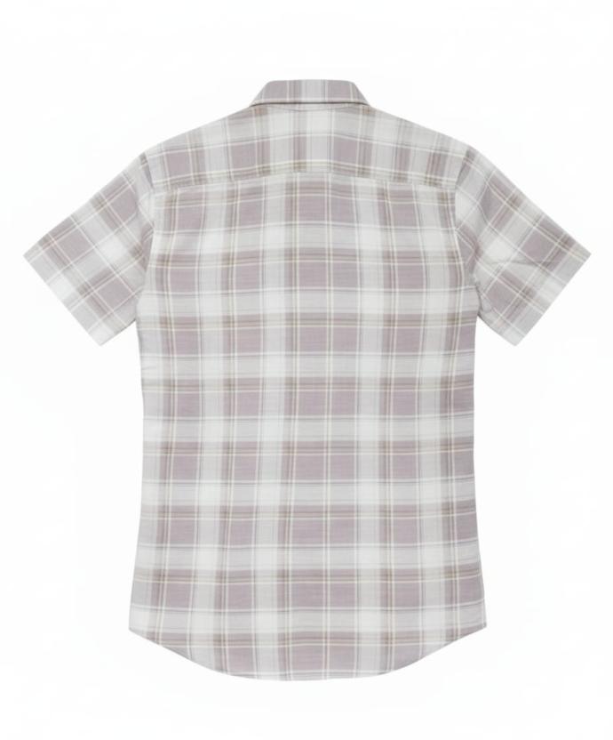 Arfoz Mens Light Brown  White Checked Half Sleeve Casual Shirt J