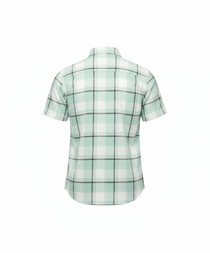 Arfoz Mens Stylish Green Checked Half Sleeve Casual Shirt J