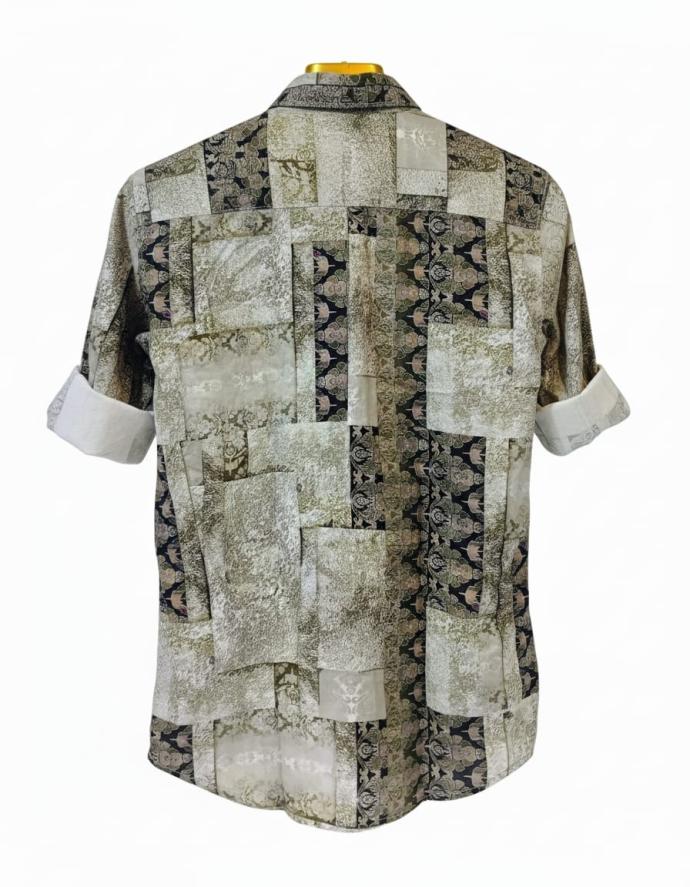 Fighter Mens Fashionable Olive Green Printed Shirt  Stylish  Modern J