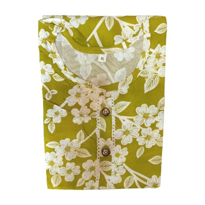 Womens Light Green Kurti with White Flower Print  Elegant Casual Wear