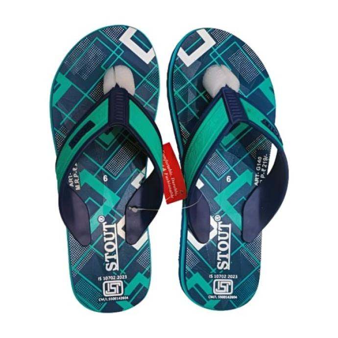 Stout Navy Blue with Sea Green Comfort Slippers G140  G