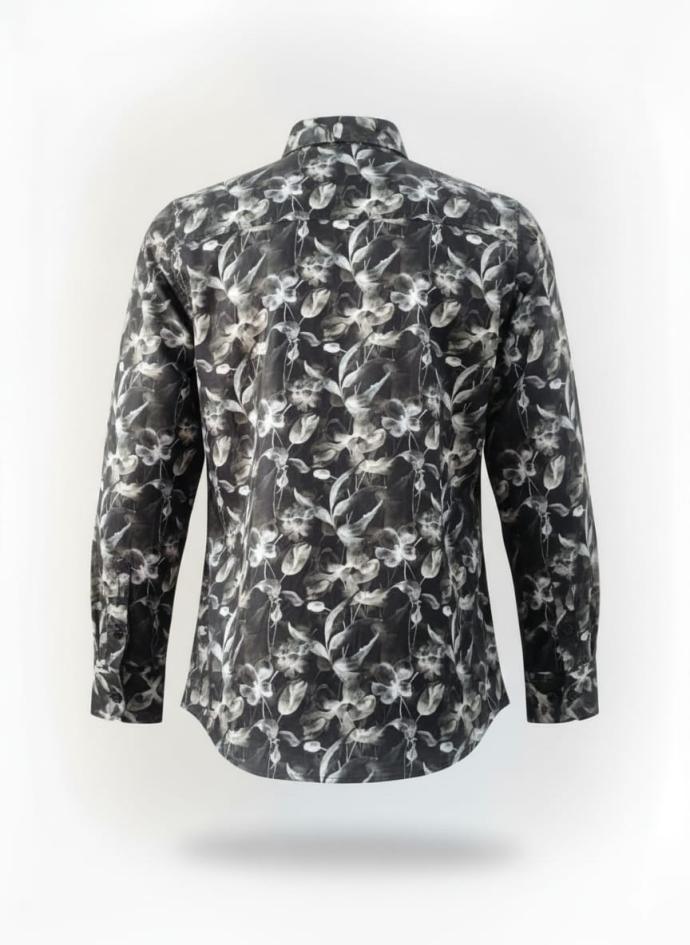 M Exide Mens Black  White Printed Slim Fit Cotton Shirt  Stylish Full Sleeve Casual Wear SSC