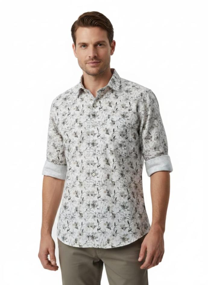 M Exide Gray  Brown Cotton Shirt for Men  Slim Fit, Casual  Smart Wear SSC