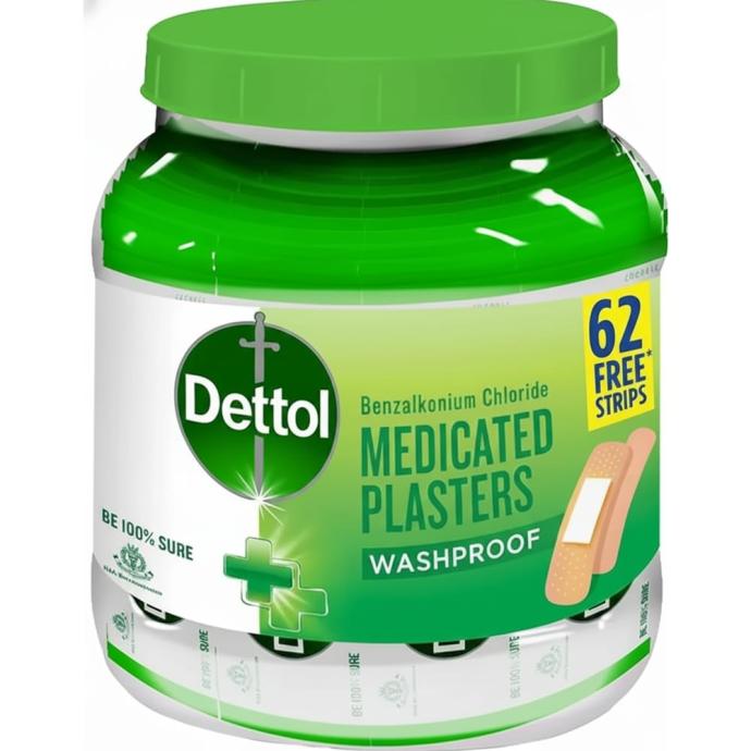 Dettol Medicated Plaster for Antiseptic and First Aid, Waterproof Jar