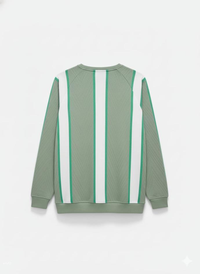 Men's Color green and white Crew Neck Sweatshirt J