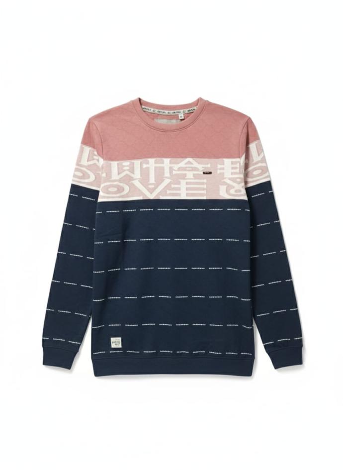 Men's light blue and grey Color Graphic Print CrewNeck Sweatshirt J