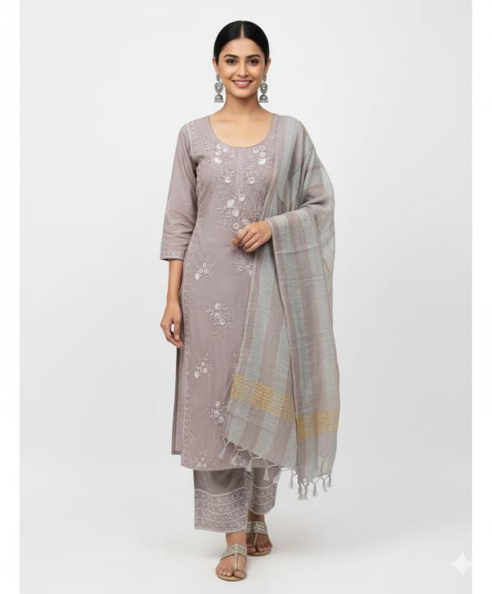 Womens mauve Daily Wear Rayon three piece Kurti with Pant  Dupatta