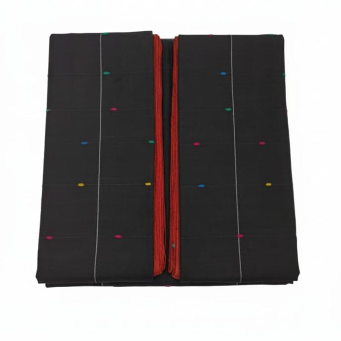 Traditional black Handloom Jamdani Taant Saree for Festival  Occasion Wear