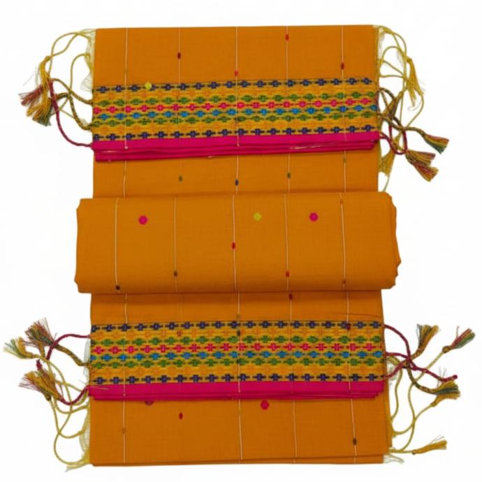 Traditional Yellow Handloom Jamdani Taant Saree for Festival  Occasi