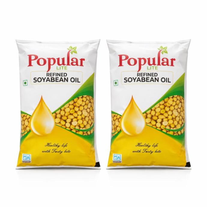 popular lite refined soyabean oil 1L  pack of 2