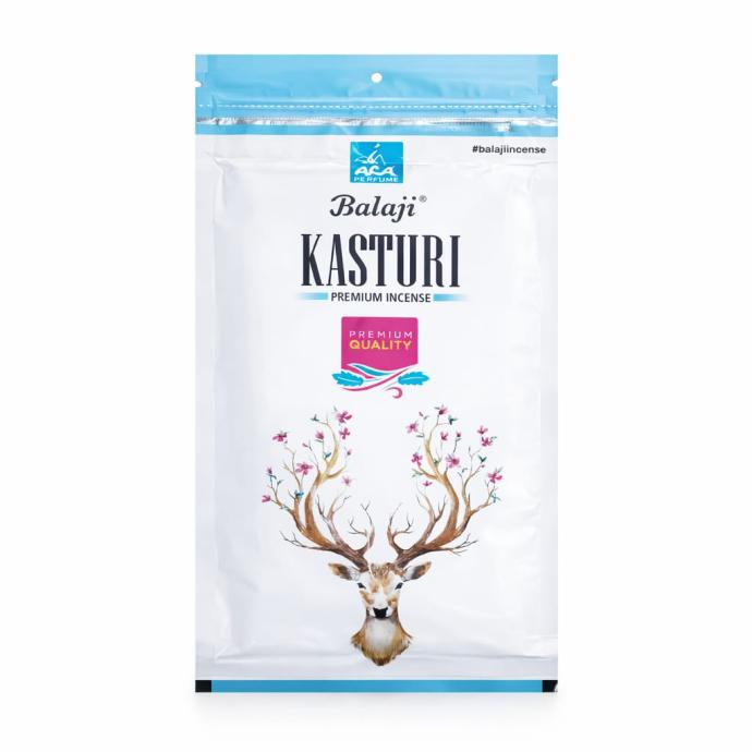 Balaji Kasturi premium incense dhoop sticks with kasturi scen,or traditional musk,musky fragrance to keep calm mind ,ideal for daily pooja , 110 gm pack of 1