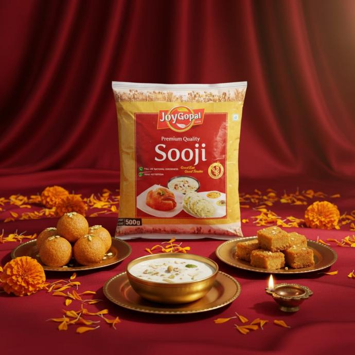 Joygopal sooji premium quality sooji ,full of natural goodness,high nutrition,perfect to good eat and good health 500 gm pack of 1