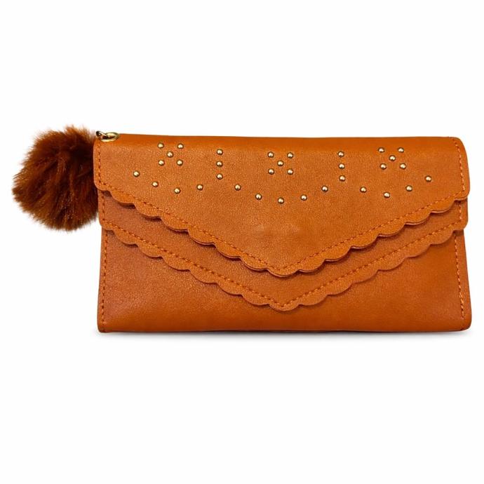 stylish tan clutch wallet, hand clutch ,hand purse for girls ,women in pu leather double flap  pack of 1