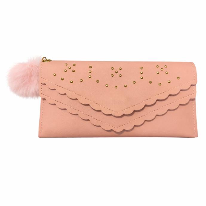 Pink colour clutch wallet,hand wallet,hand purse for girls and women with double flap pack of 1