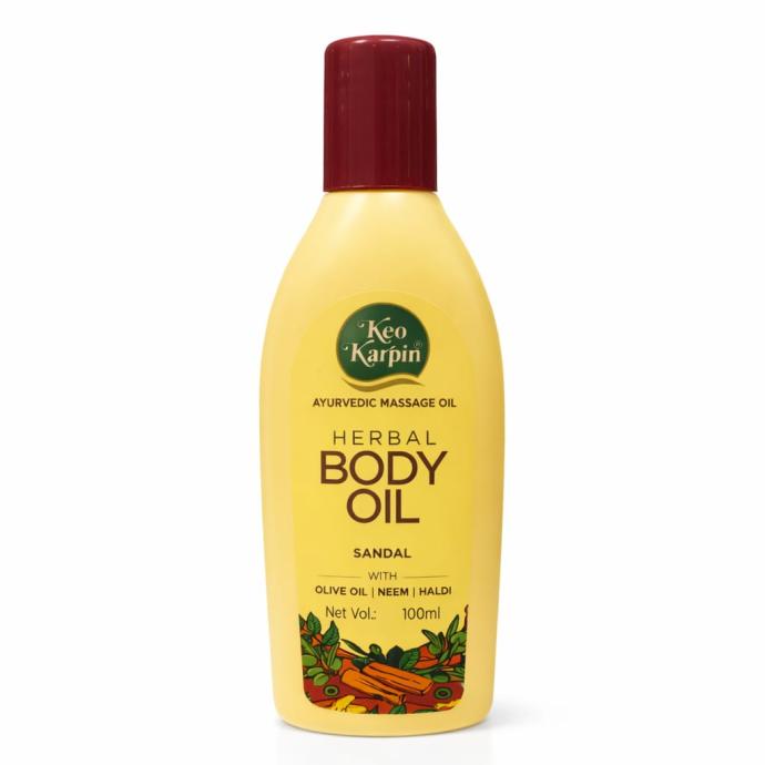 Keo Karpin Ayurvedic Body Oil  NonSticky, Sandal Fragranced Herbal Body Oil, Enriched With Olive Oil, Neem And Haldi  100ml pack of 1