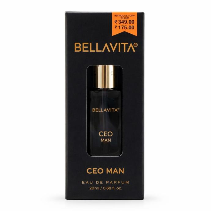 Bellavita black Ceo man eau de perfume  for men with long lasting notes of tonka, 20 ml pack of 1