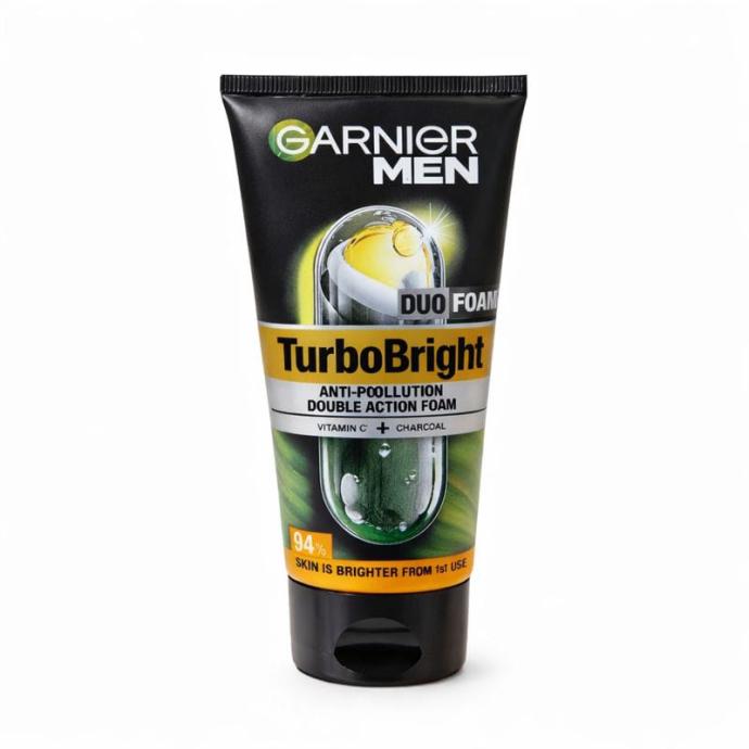 garnier men turbo bright double action face wash with charcoal and vitamin c  50 gm x1