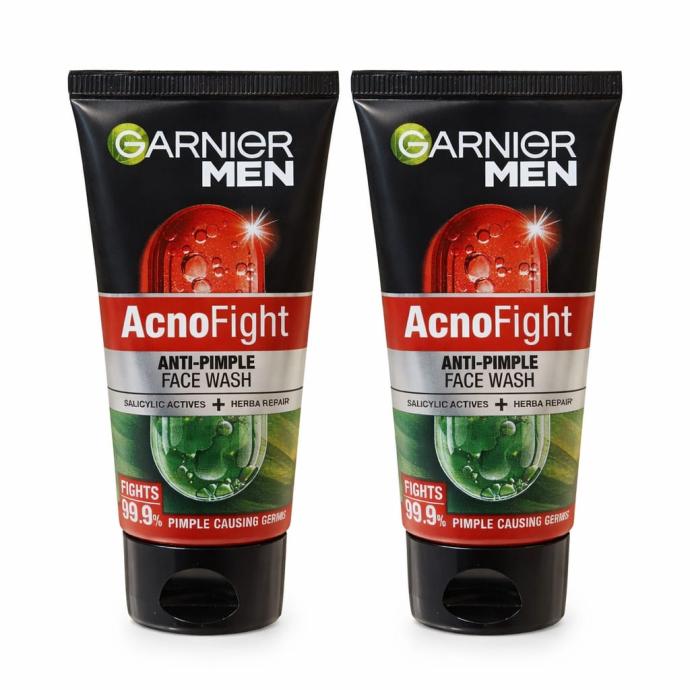 Garnier Men Acno Fight Anti Pimple Face Wash, Anti Pimple Face Wash with Salicylic Acid and Herba Repair, Suitable for all Skin Types,50g x 2 pcs