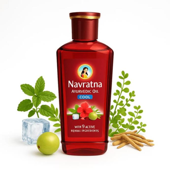Navaratna ayurvedic cool oil with 9 Ayurvedic herbs relieves headache,fatigue oil 90 ml x1