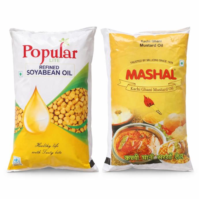 Mashal mustard oil, popular lite refined soyabean oil each 1L pack of 2 pieces