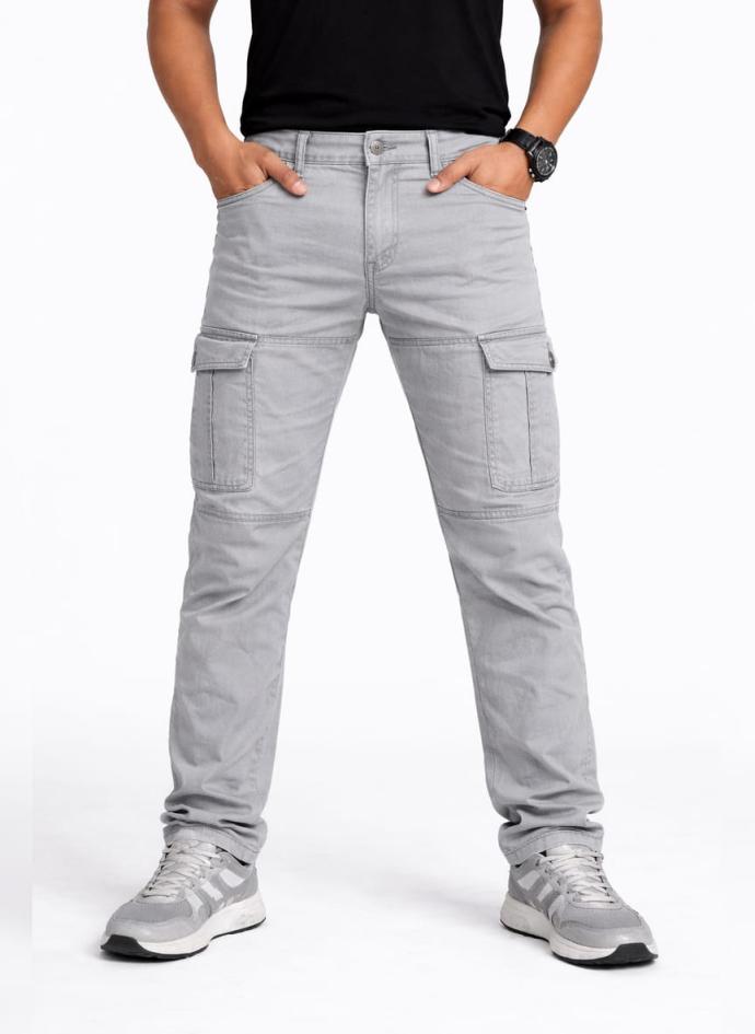 Light grey denim 6 pocket cargo pant pack of 1