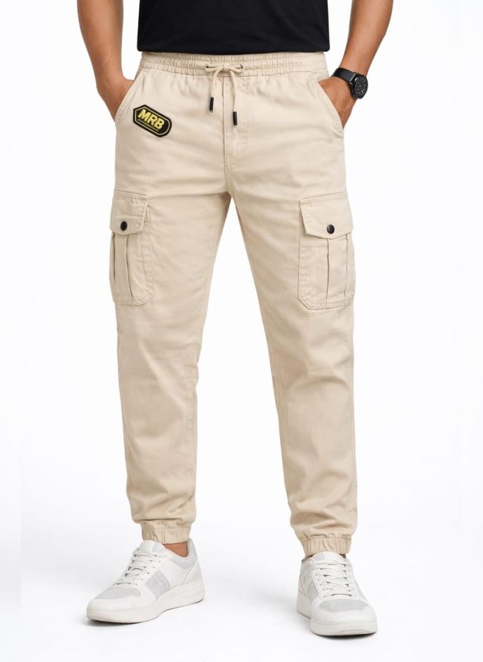 Beige colour 6 pocket cotton cargo joggers perfect for boys pack of 1