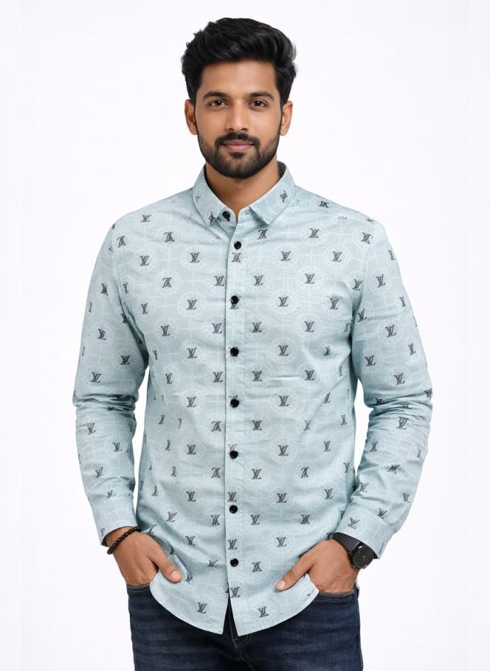 Mint  green colour Slim Fit, cotton blend, casual printed,full sleeves shirt pack of 1