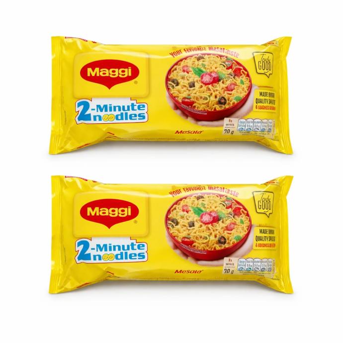 MAGGI 2Minute Instant Noodles With Masala Noodles With Goodness Of Iron, Made With Choicest Quality Spices, Favourite Masala Taste,pack of 2